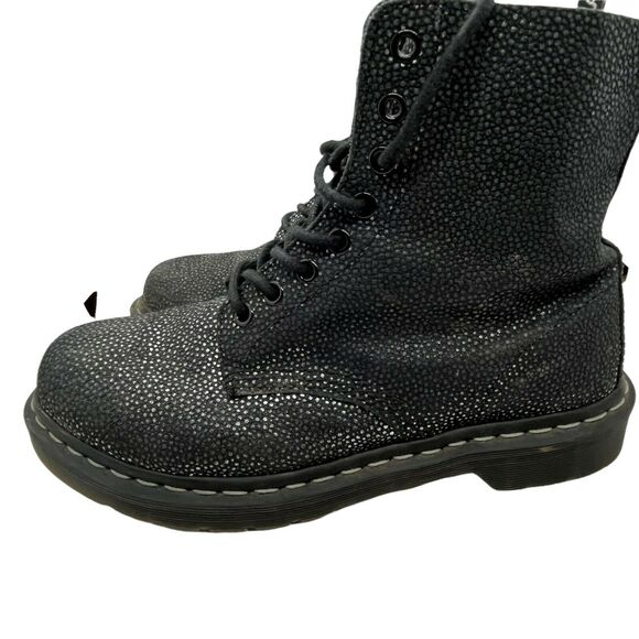 Dr. Martens Womens Pascal Black Gunmetal Speckles Lace Up Casual Combat Boots 8 - Picture 3 of 10